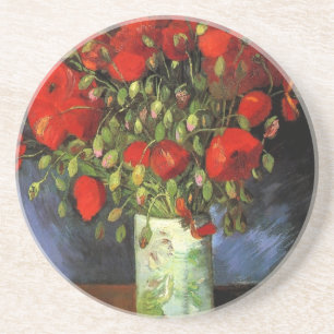 Van Gogh Vintage-Gemälde Blüten Vase Blumen Sandstein Untersetzer