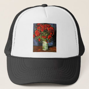 Van Gogh Vintage-Gemälde Blüten Vase Blumen Truckerkappe