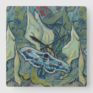 Van Gogh Vintage Großer Pfauenspinner Quadratische Wanduhr