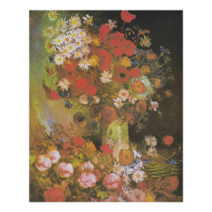 Van Gogh Vintage Pfingstrosen und Chrysanthemen Poster