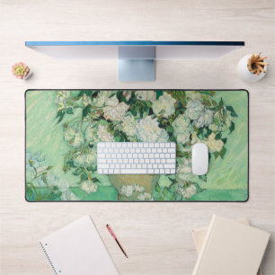 Van Gogh Vintage Weiße Rosen Große Computermatte Schreibtischunterlage