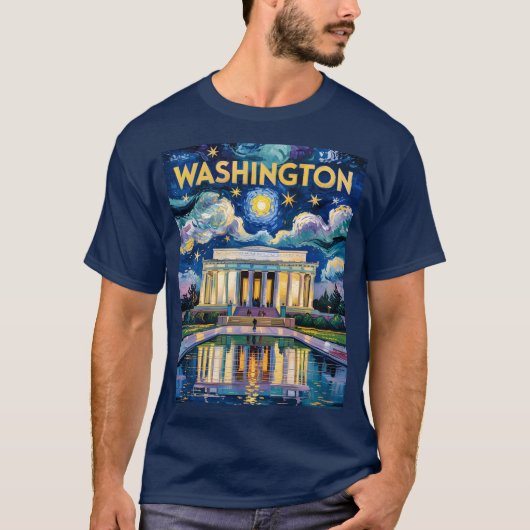 Van Gogh Washington DC Lincoln Gedenkmalerei T-Shirt (Vorderseite)