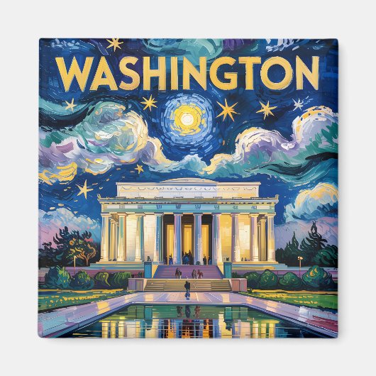 Van Gogh Washington DC Lincoln Memorial Travel Magnet (Vorne)