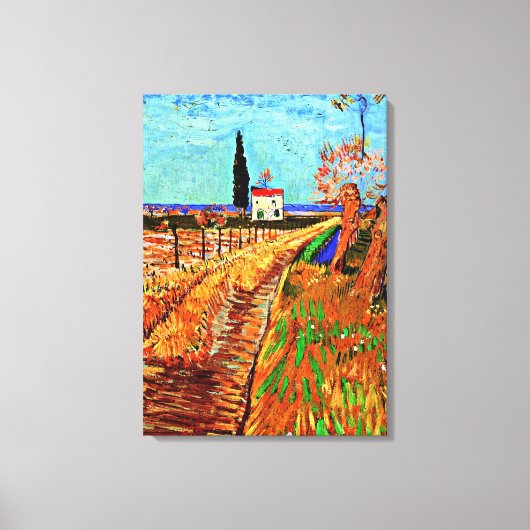 Van Gogh - Weg durch ein Feld mit Willows Leinwanddruck (Vorderseite)