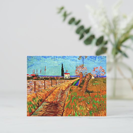 Van Gogh - Weg durch ein Feld mit Willows Postkarte (Stehend Vorderseite)