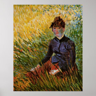 Van Gogh; Weibchen im Gras, Vintage Kunst Poster