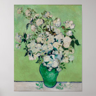 Van Gogh Weiße Rosen - Smaragdvase Blumenkunst Poster