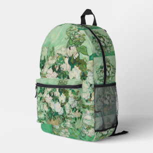 Van Gogh Weiße Rosen - Vintage Mint Florale Kunst Bedruckter Rucksack