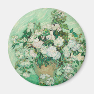 Van Gogh Weiße Rosen - Vintage Mint Florale Kunst Magnet