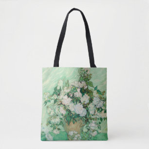 Van Gogh Weiße Rosen - Vintage Mint Florale Kunst Tasche