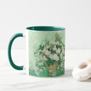 Van Gogh Weiße Rosen - Vintage Mint Florale Kunst Tasse