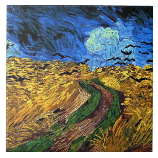 Van Gogh - Weizenfeld mit Krähen, Fliese (Vorderseite)