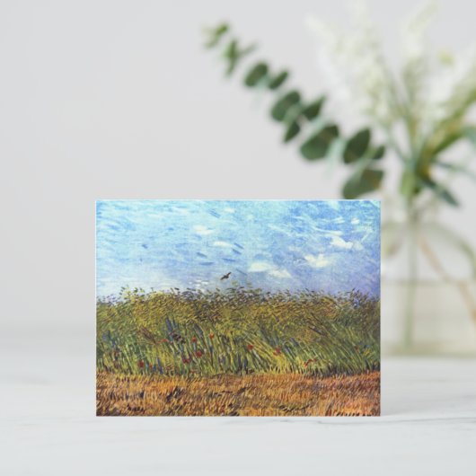 Van Gogh: Weizenfeld mit Poppies und Lark Postkarte (Stehend Vorderseite)