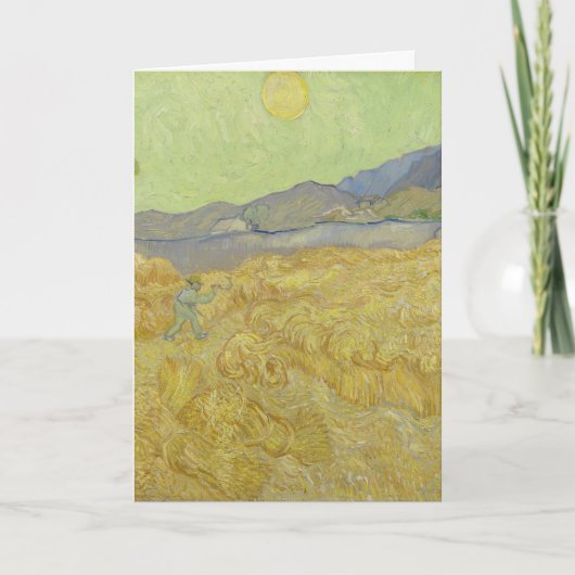 Van Gogh Weizenfeld mit Schnitter - Goldene Sonne Karte (Vorderseite)