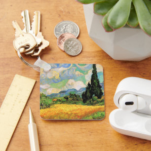 Van Gogh Weizenfeld mit Zypressen auf der Haute Ga Schlüsselanhänger