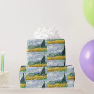 Van Gogh Weizenfeld mit Zypressen Kunst Geschenkpapier