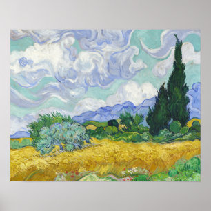 Van Gogh Weizenfeld mit Zypressen Kunst Poster