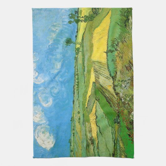 Van-Gogh-Weizenfelder bei Auvers unter Clouded Sky Geschirrtuch (Vertikal)