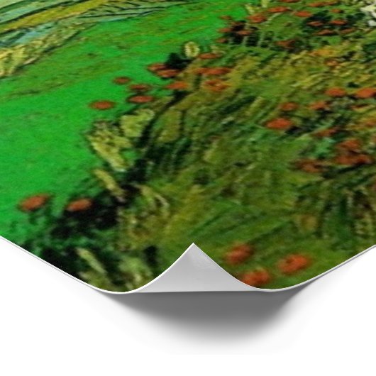 Van-Gogh-Weizenfelder bei Auvers unter Clouded Sky Poster (Ecke)