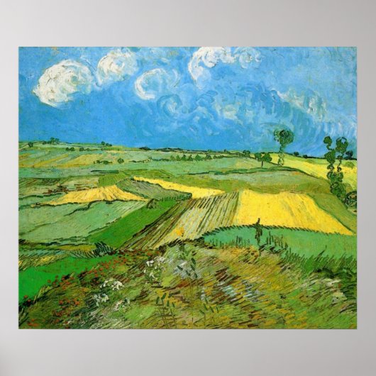 Van-Gogh-Weizenfelder bei Auvers unter Clouded Sky Poster (Vorne)
