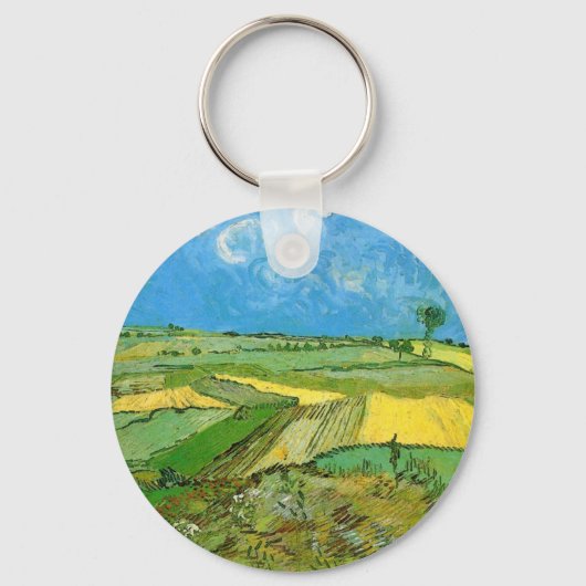 Van-Gogh-Weizenfelder bei Auvers unter Clouded Sky Schlüsselanhänger (Vorderseite)
