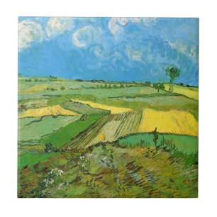 Van Gogh Weizenfelder in Auvers unter bewölktem Hi Fliese