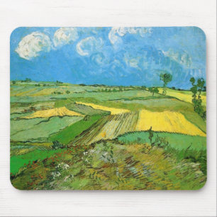 Van Gogh Weizenfelder in Auvers unter bewölktem Hi Mousepad