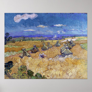 Van Gogh - Weizenfelder mit Schnitter Auvers Poster
