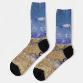 van Gogh Weizenstapel mit Sensenmann Gelb & Blau Socken (Linkes Detail)