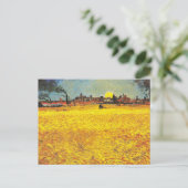 van Gogh Wheat Field at Sunset Classic Landschaft Postkarte (Stehend Vorderseite)
