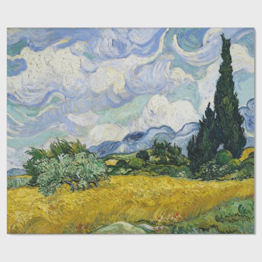 Van Gogh Wheat Field Cypresses Painting Geschenkpapier (Flach)