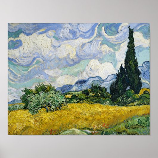 Van Gogh Wheat Field Cypresses Painting Poster (Vorne)