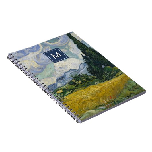 Van Gogh Wheat Field mit Cypressen Art Monogram Notizblock (Rechte Seite)