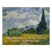Van Gogh Wheat Field mit Cypressen Art Zitat Poster (Vorderseite)