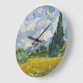 Van Gogh Wheat Field mit Cypressen Große Wanduhr (Winkel)