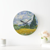Van Gogh Wheat Field mit Cypressen Große Wanduhr (Zuhause)