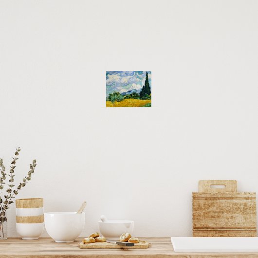 Van Gogh Wheat Field mit Cypressen Landschaft Poster (Küche)