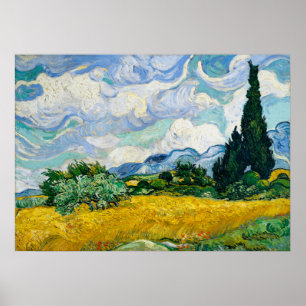 Van Gogh Wheat Field mit Cypressen Vintag Poster