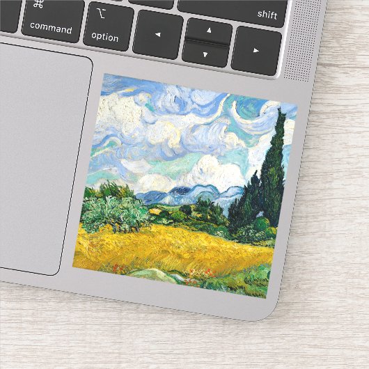 Van Gogh Wheat Field mit Zypressen. Impressionismu Aufkleber (Detail)