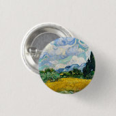 Van Gogh Wheat Field mit Zypressen. Impressionismu Button (Vorne & Hinten)