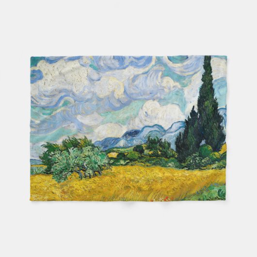 Van Gogh Wheat Field mit Zypressen. Impressionismu Fleecedecke (Vorderseite (Horizontal))