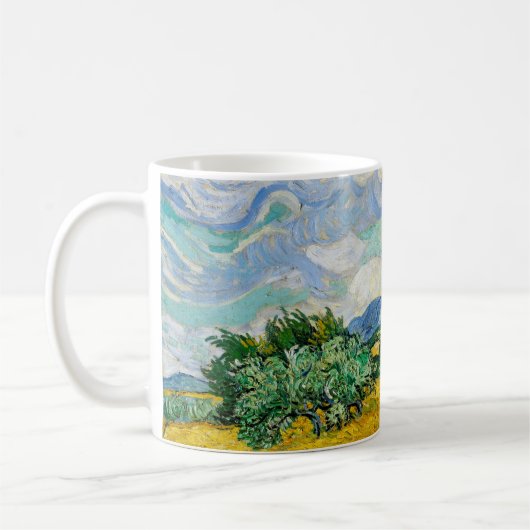 Van Gogh Wheat Field mit Zypressen. Impressionismu Kaffeetasse (Links)