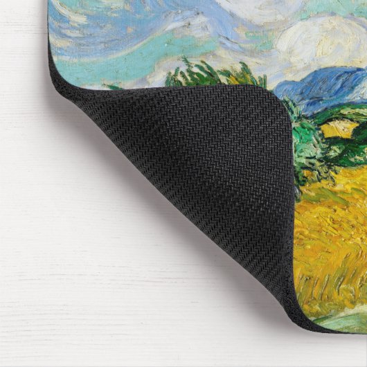 Van Gogh Wheat Field mit Zypressen. Impressionismu Mousepad (Ecke)
