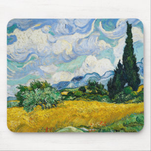 Van Gogh Wheat Field mit Zypressen. Impressionismu Mousepad