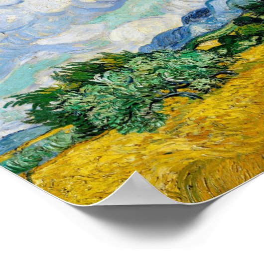 Van Gogh Wheat Field mit Zypressen. Impressionismu Poster (Ecke)