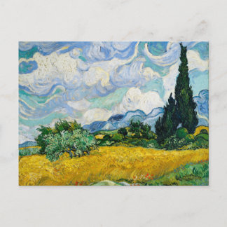 Van Gogh Wheat Field mit Zypressen. Impressionismu Postkarte