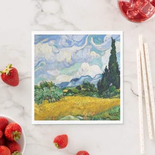 Van Gogh Wheat Field mit Zypressen. Impressionismu Serviette (Beispiel)