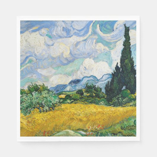 Van Gogh Wheat Field mit Zypressen. Impressionismu Serviette (Vorderseite)