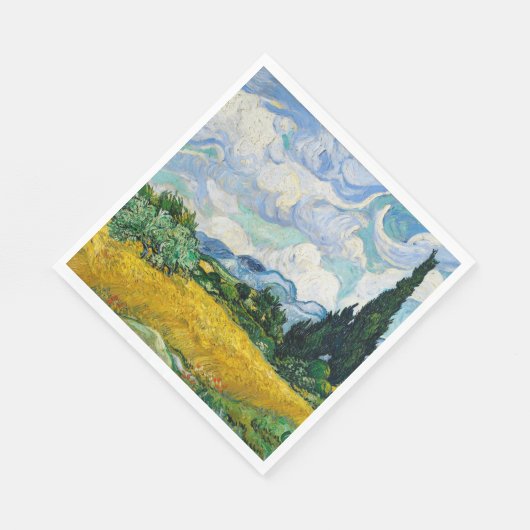 Van Gogh Wheat Field mit Zypressen. Impressionismu Serviette (Ecke)