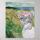 Van Gogh Wheat Field und Extravagante Katze Poster (Vorne)